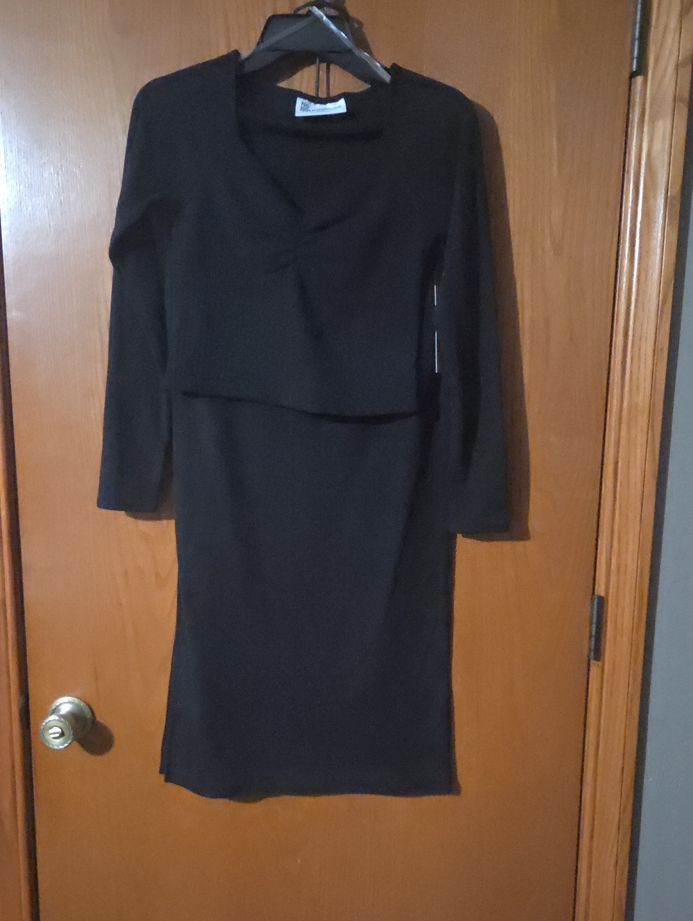 No Boundaries Black Long-Sleeve V-Neck Layered Dress